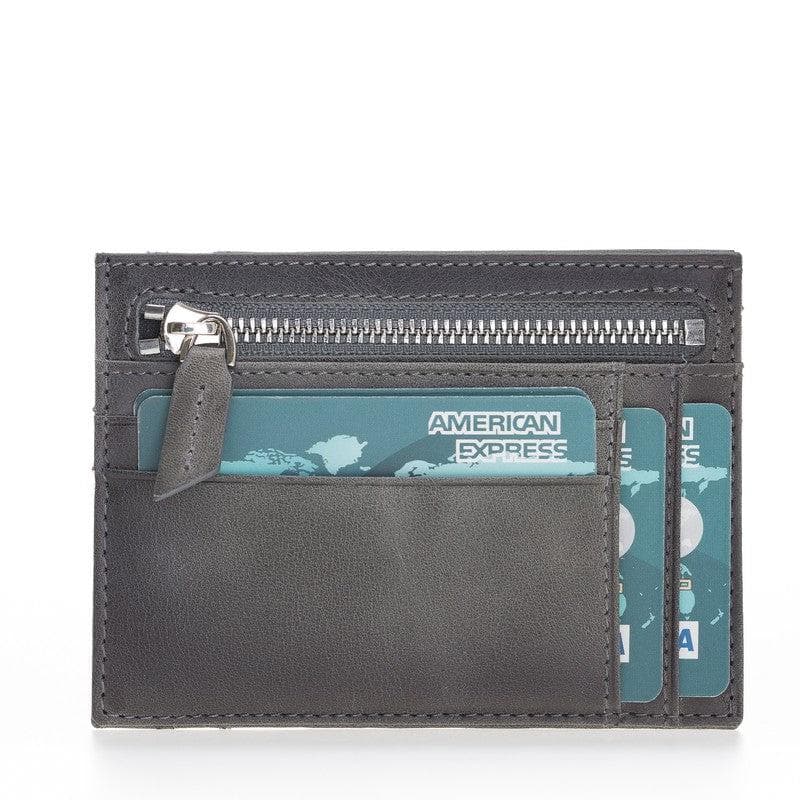 Bayelon Slim Zip Leather Card Holder with Coin Pocket