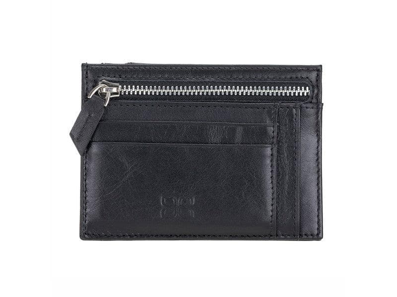 Bayelon Slim Zip Leather Card Holder with Coin Pocket