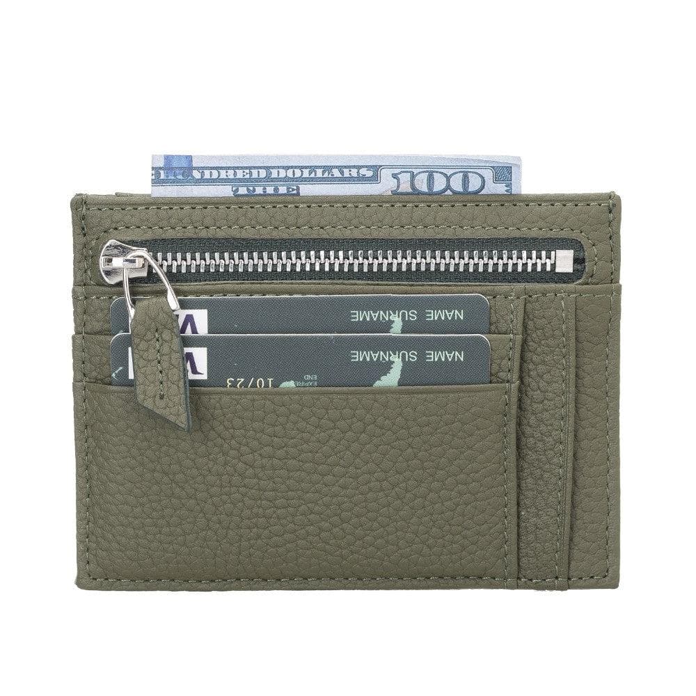 Bayelon Slim Zip Leather Card Holder with Coin Pocket