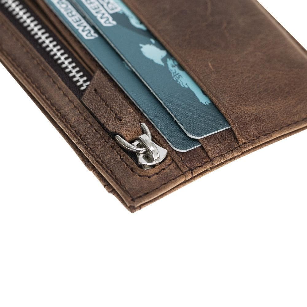 Bayelon Slim Zip Leather Card Holder with Coin Pocket