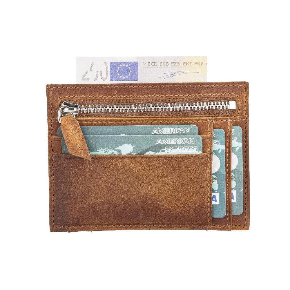 Bayelon Slim Zip Leather Card Holder with Coin Pocket