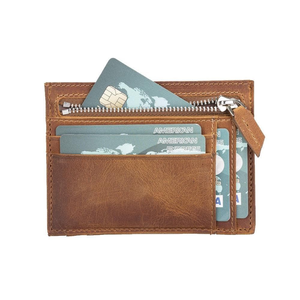 Bayelon Slim Zip Leather Card Holder with Coin Pocket