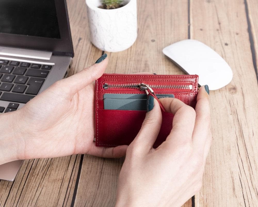 Bayelon Slim Zip Leather Card Holder with Coin Pocket