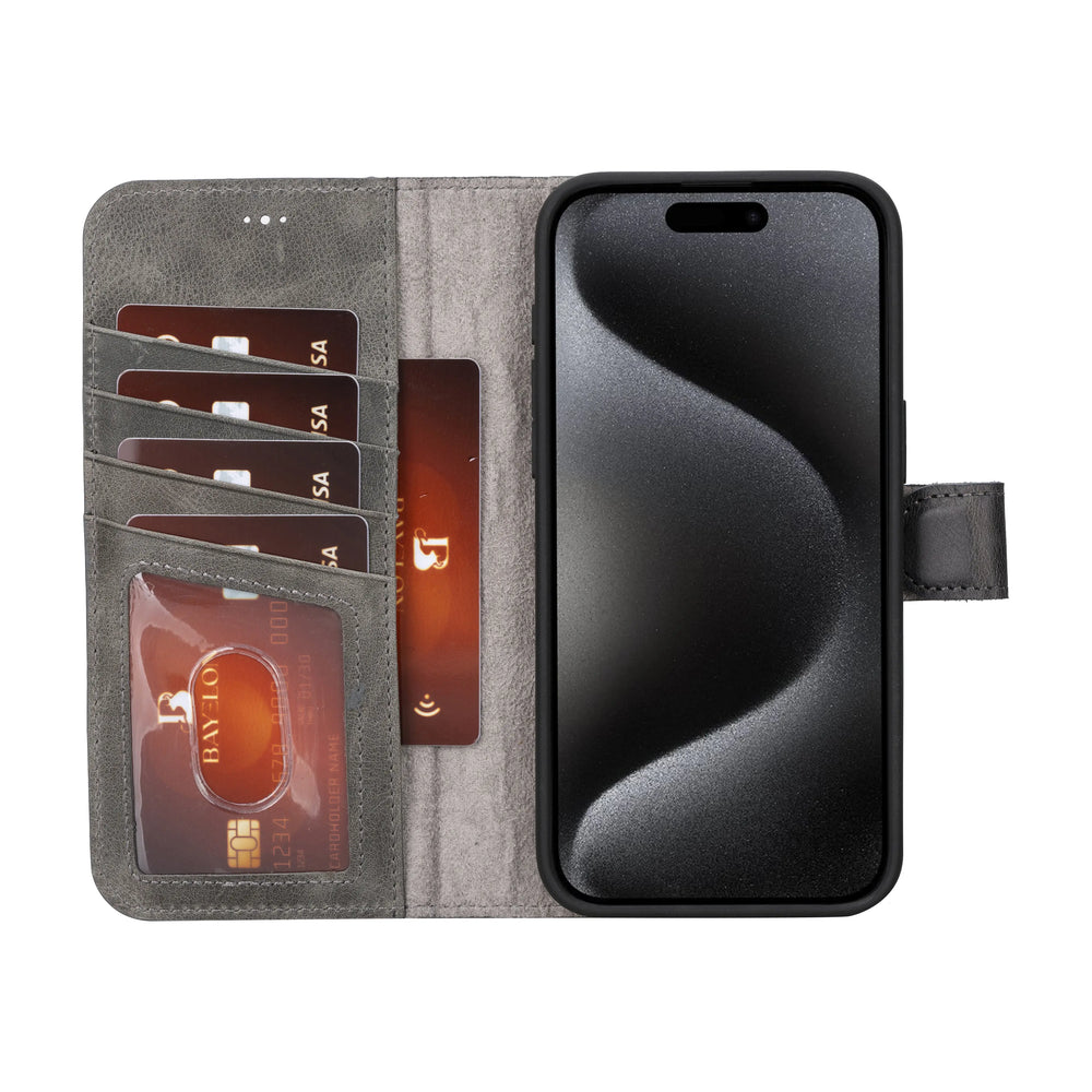 iPhone 15 Pro Detachable Leather Wallet Case with MagSafe - Bayelon