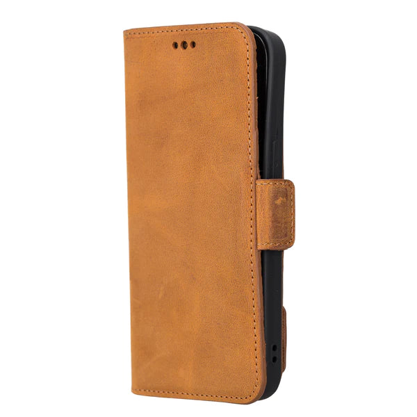 iPhone 14 Plus Leather Wallet Case with Kickstand by Bayelon