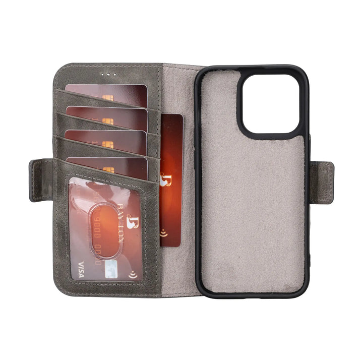 MagSafe Compatible iPhone 15 Pro Leather Wallet Case | Bayelon
