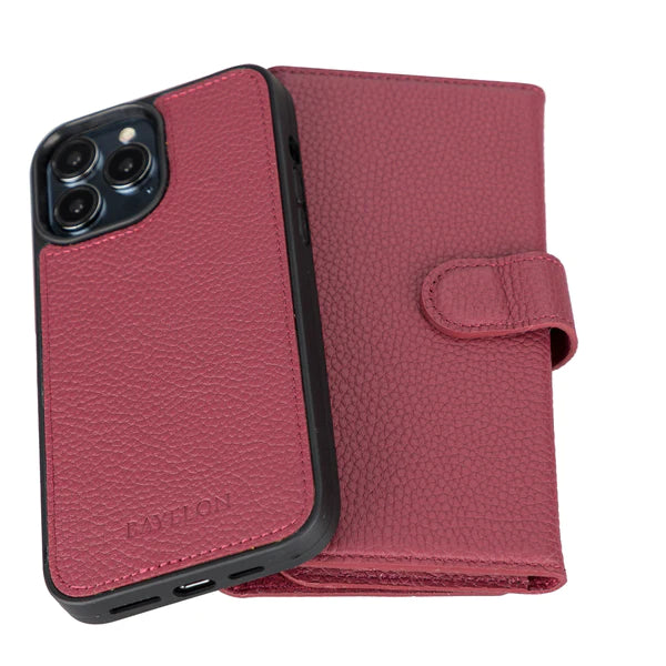 Trifold Detachable Leather Wallet Case for iPhone 14 Pro Max by Bayelon