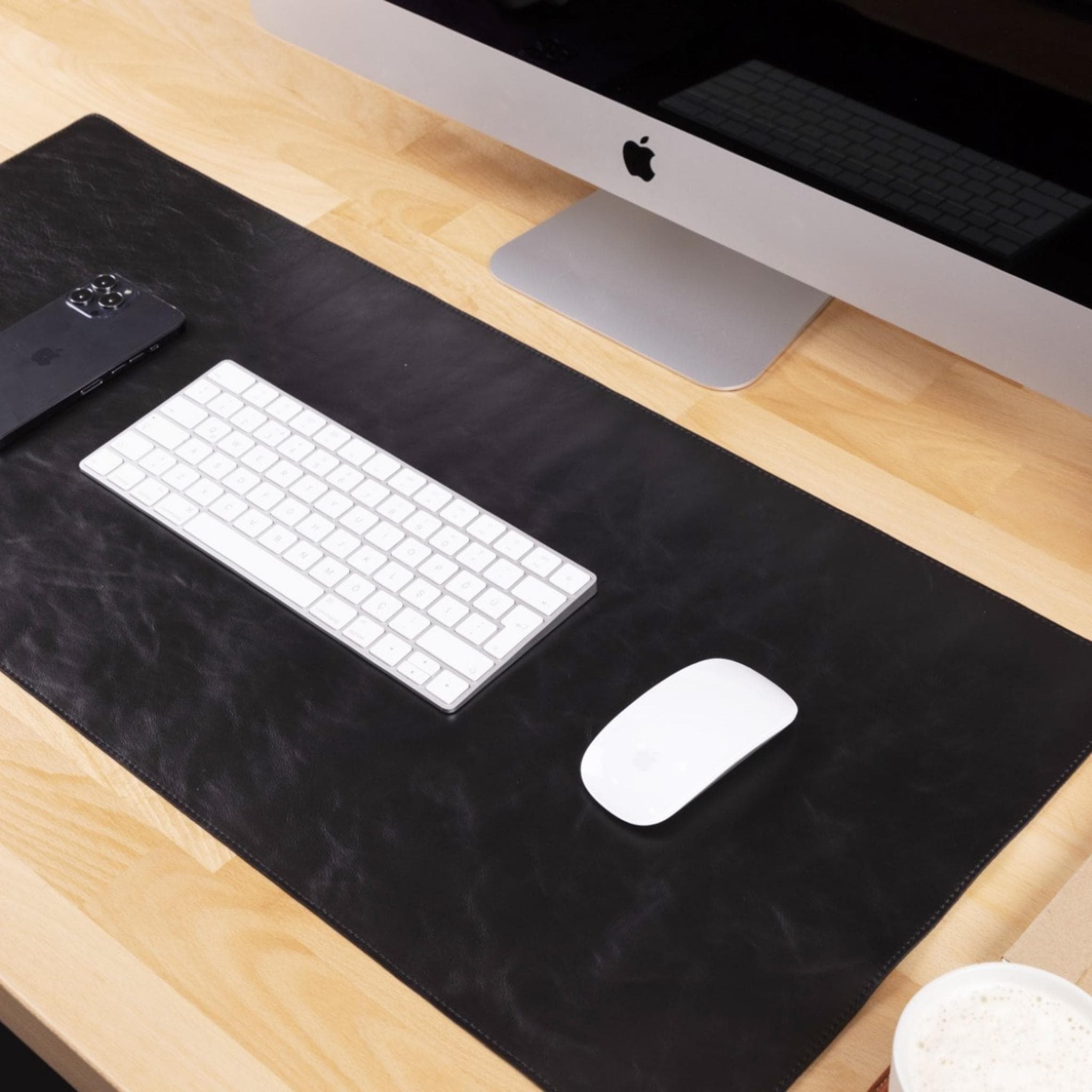 Bayelon Premium Genuine Leather Desk Mat Black
