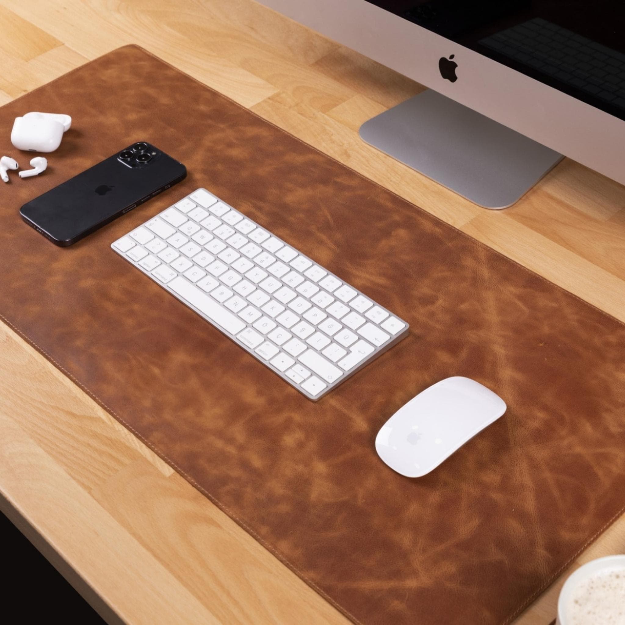 Bayelon Premium Genuine Leather Desk Mat Golden Tan