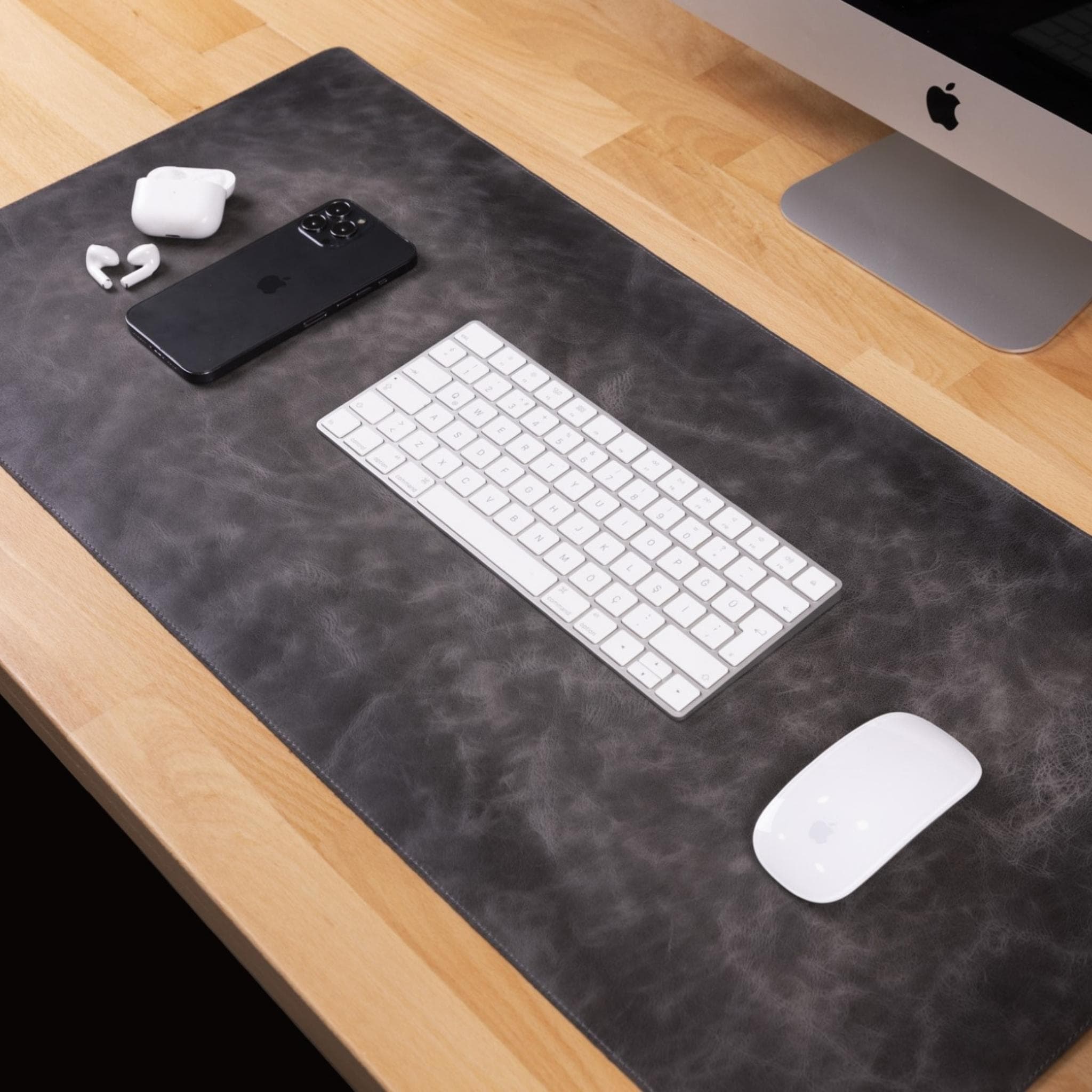 Bayelon Premium Genuine Leather Desk Mat Gray