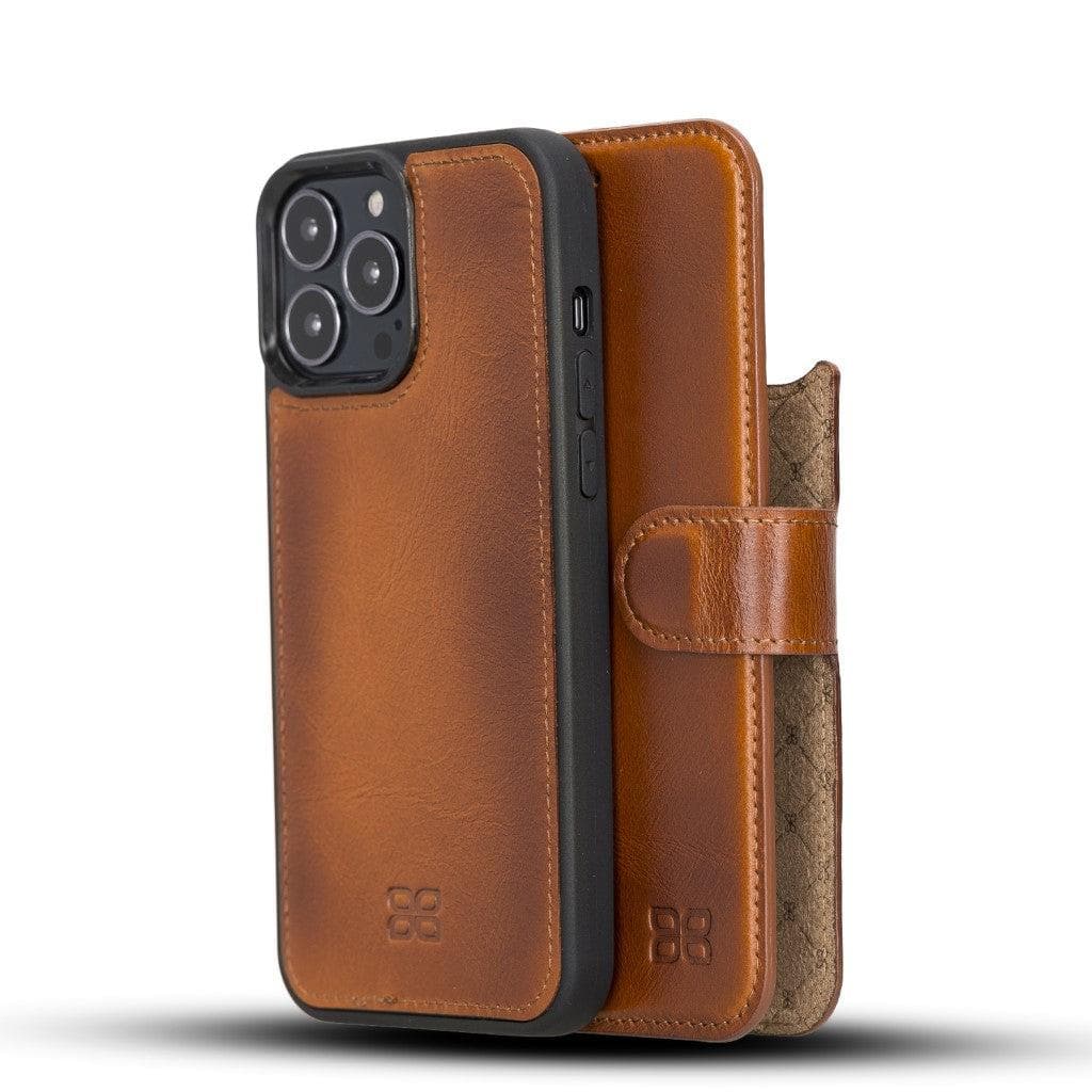 Bayelon Magic iPhone 13 Series Detachable Leather Wallet Case - MW Tan
