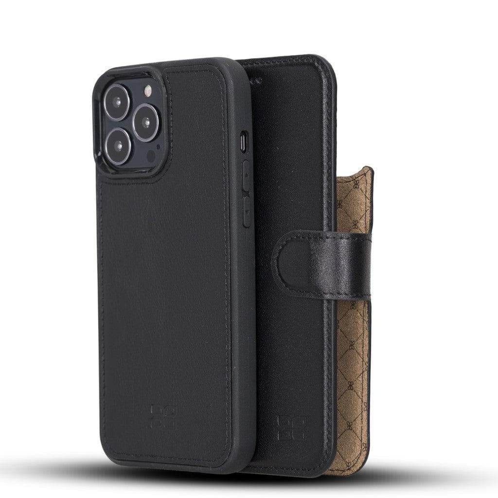 Bayelon Magic iPhone 13 Series Detachable Leather Wallet Case - MW Black