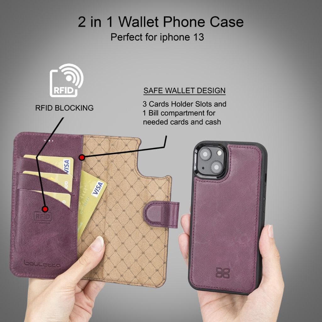 Bayelon Magic iPhone 13 Series Detachable Leather Wallet Case - MW