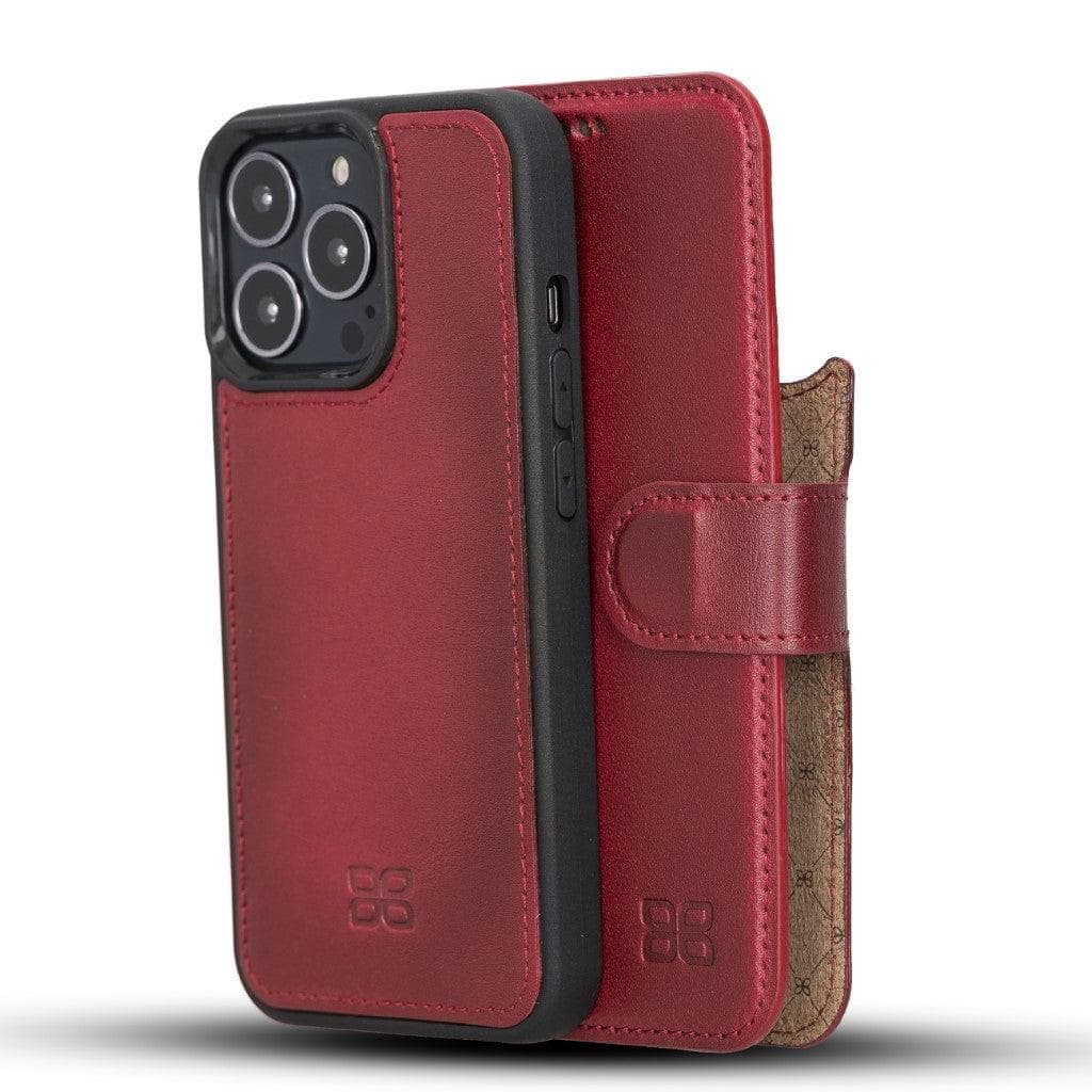 Bayelon Magic iPhone 13 Series Detachable Leather Wallet Case - MW Red