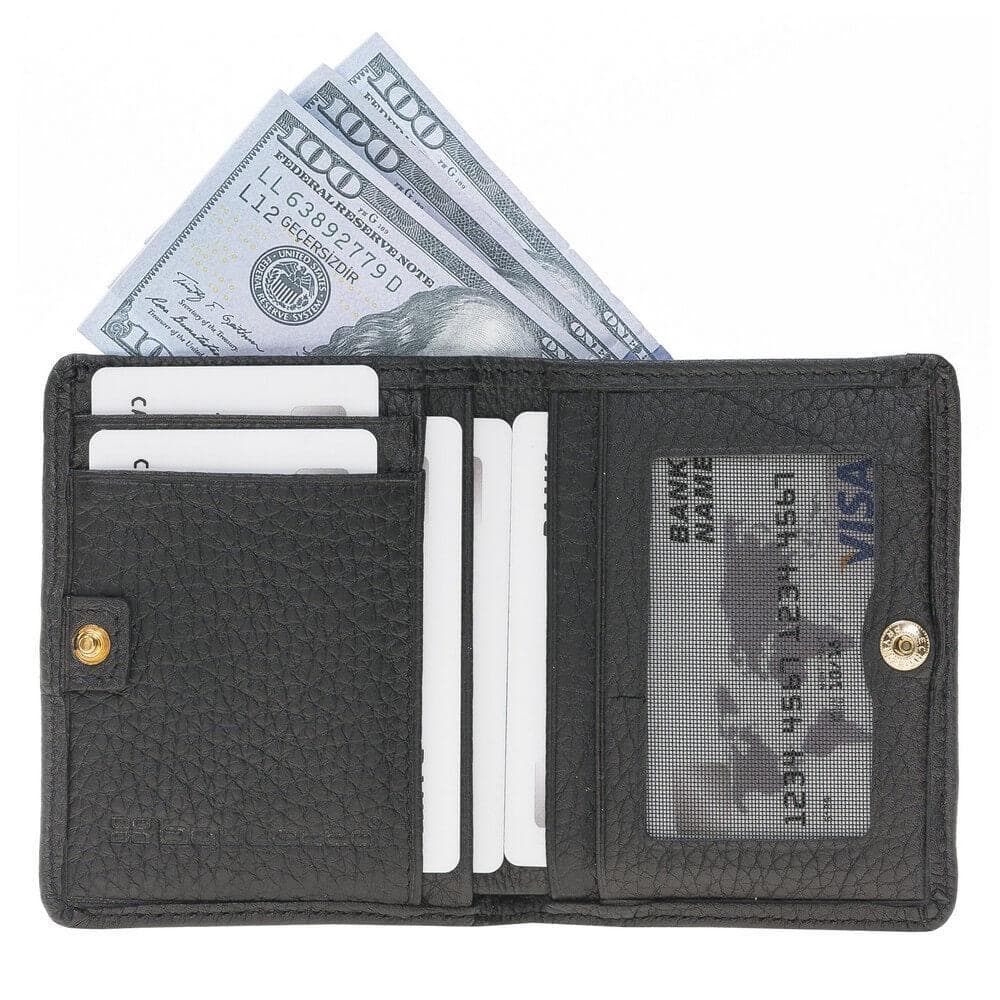 Bayelon Fabio Leather Men's Wallet with Zipper - Handmade Elegance Pebble Black