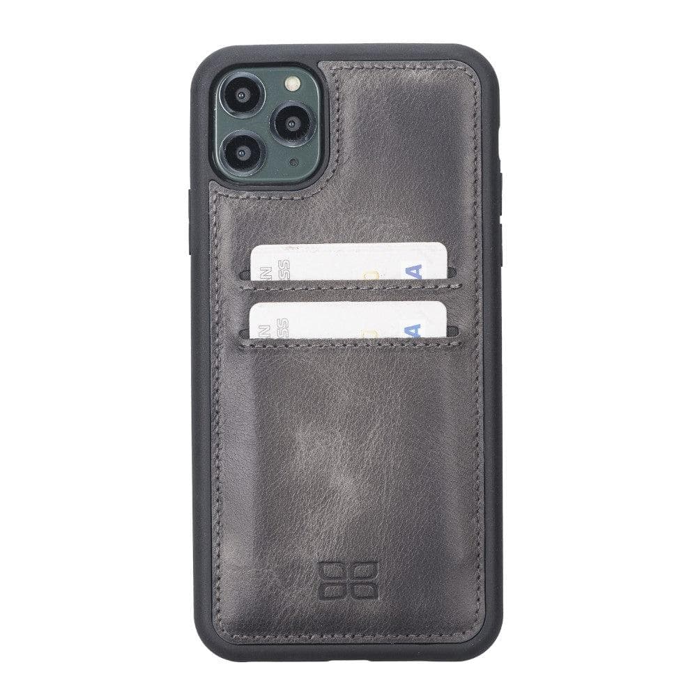 Bayelon Flex Cover Leather iPhone 11 Pro Max Case with Card Holder Gray
