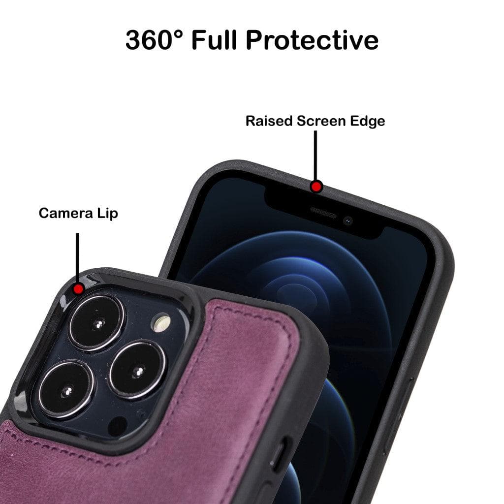 Bayelon Premium Flex Cover Leather iPhone 13 Case with Card Holder