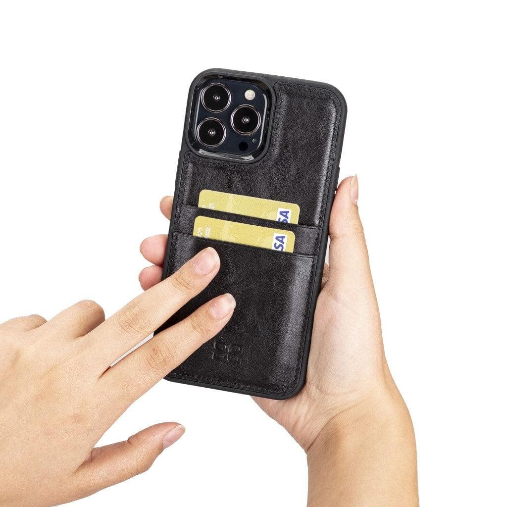 Bayelon Premium Flex Cover Leather iPhone 13 Case with Card Holder