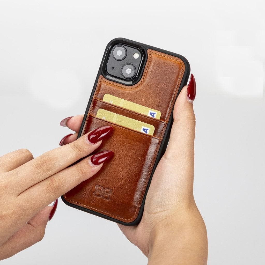 Bayelon Premium Flex Cover Leather iPhone 13 Case with Card Holder