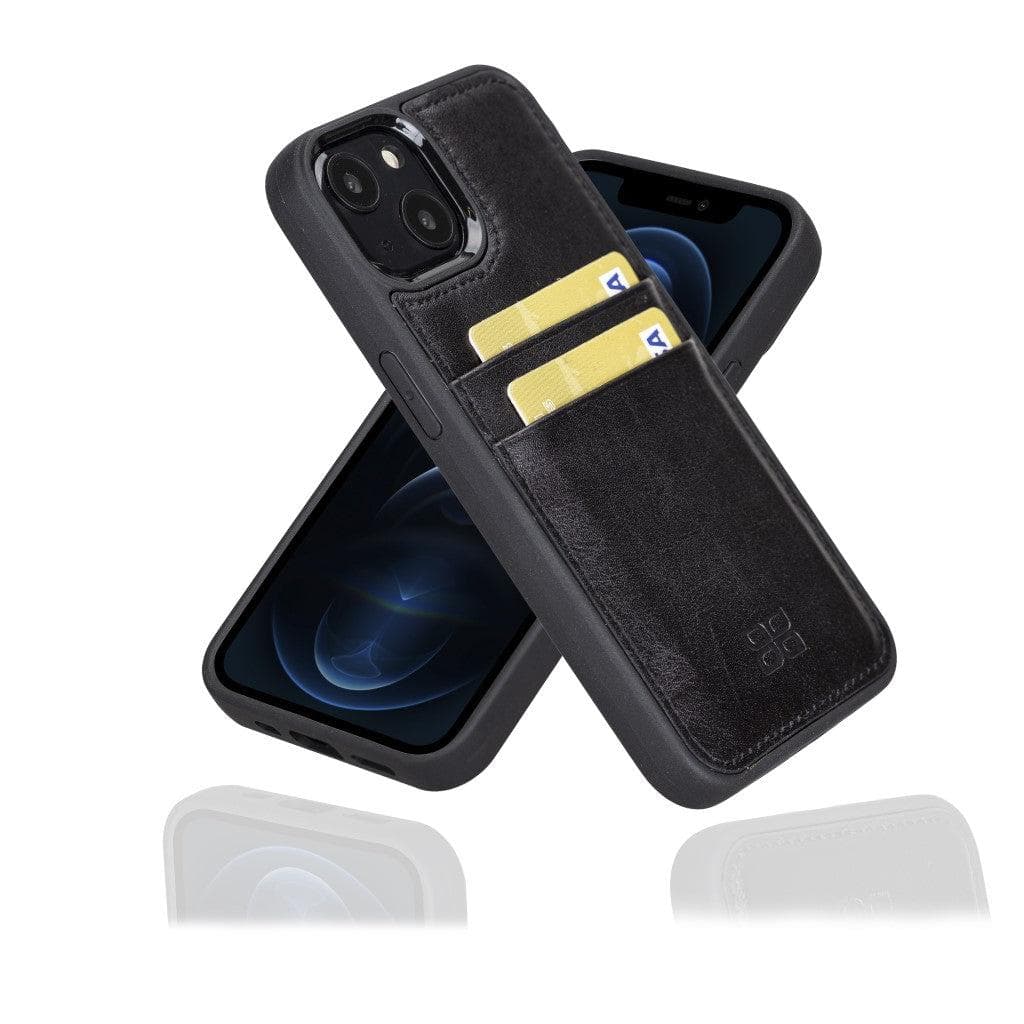 Bayelon Flex Cover Leather iPhone 13 Mini Case with Card Holder Black