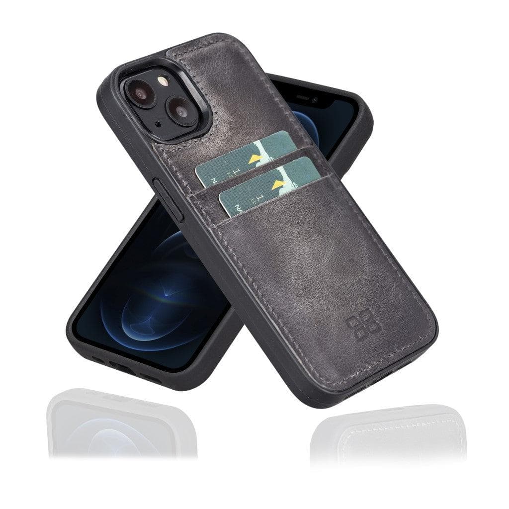 Bayelon Premium Flex Cover Leather iPhone 13 Case with Card Holder
