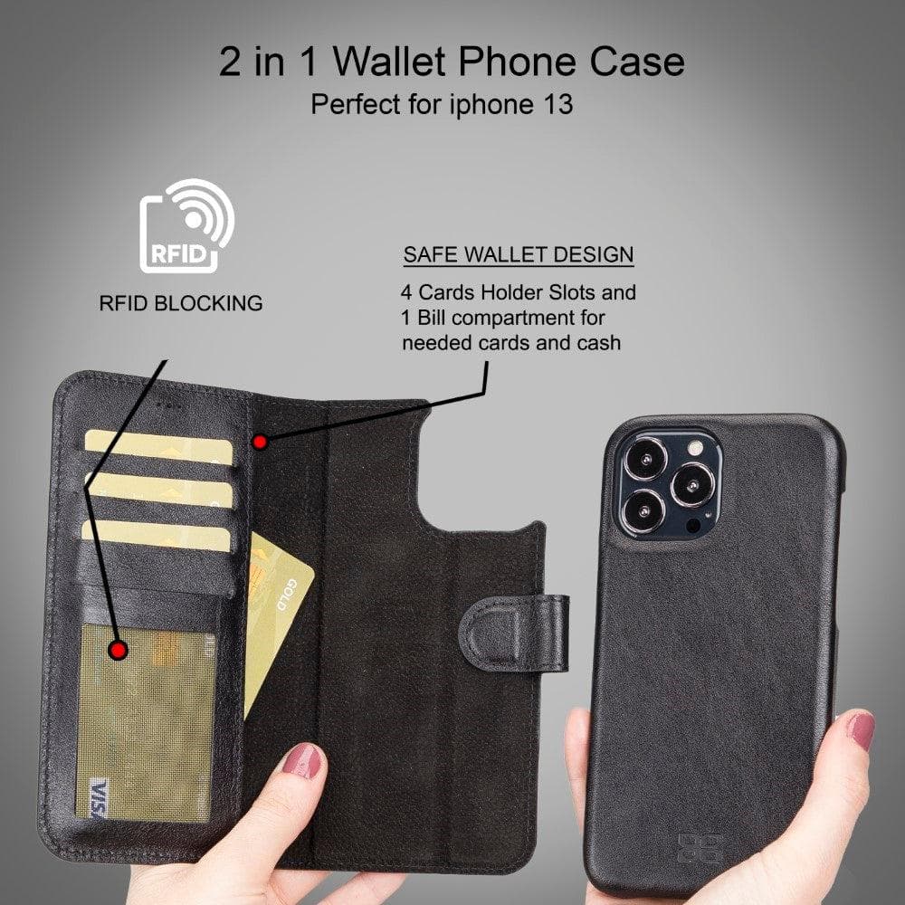 Bayelon F360 Magic Leather Detachable Wallet Case for iPhone 13