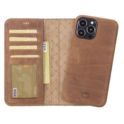 Bouletta F360 Magic Leather iPhone 13 Pro Max Detachable Wallet Case Saddle Brown