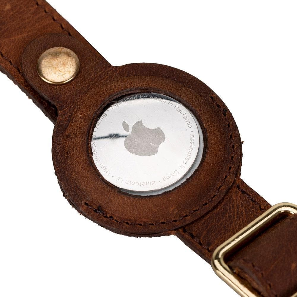 Bayelon Genuine Leather Pet Collar with Apple AirTag Slot