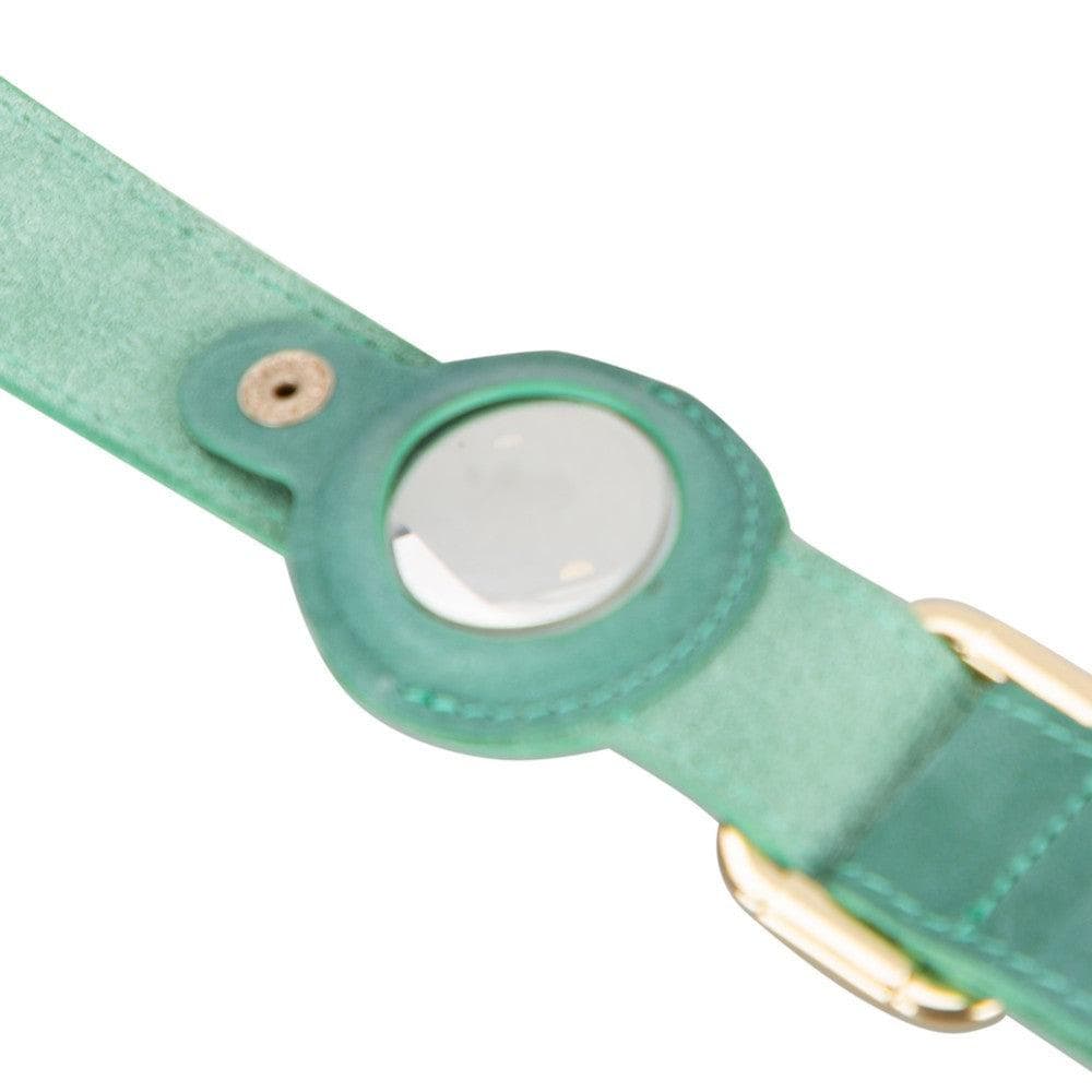 Bayelon Genuine Leather Pet Collar with Apple AirTag Slot