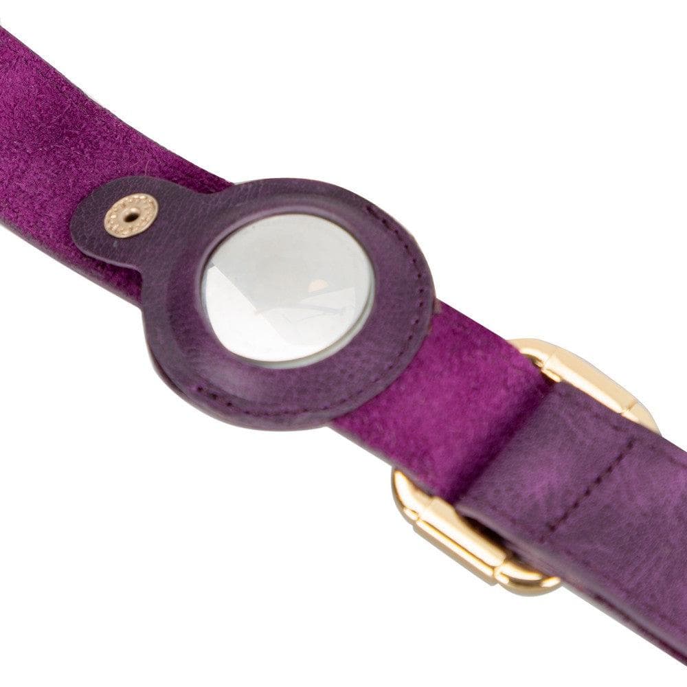 Bayelon Genuine Leather Pet Collar with Apple AirTag Slot