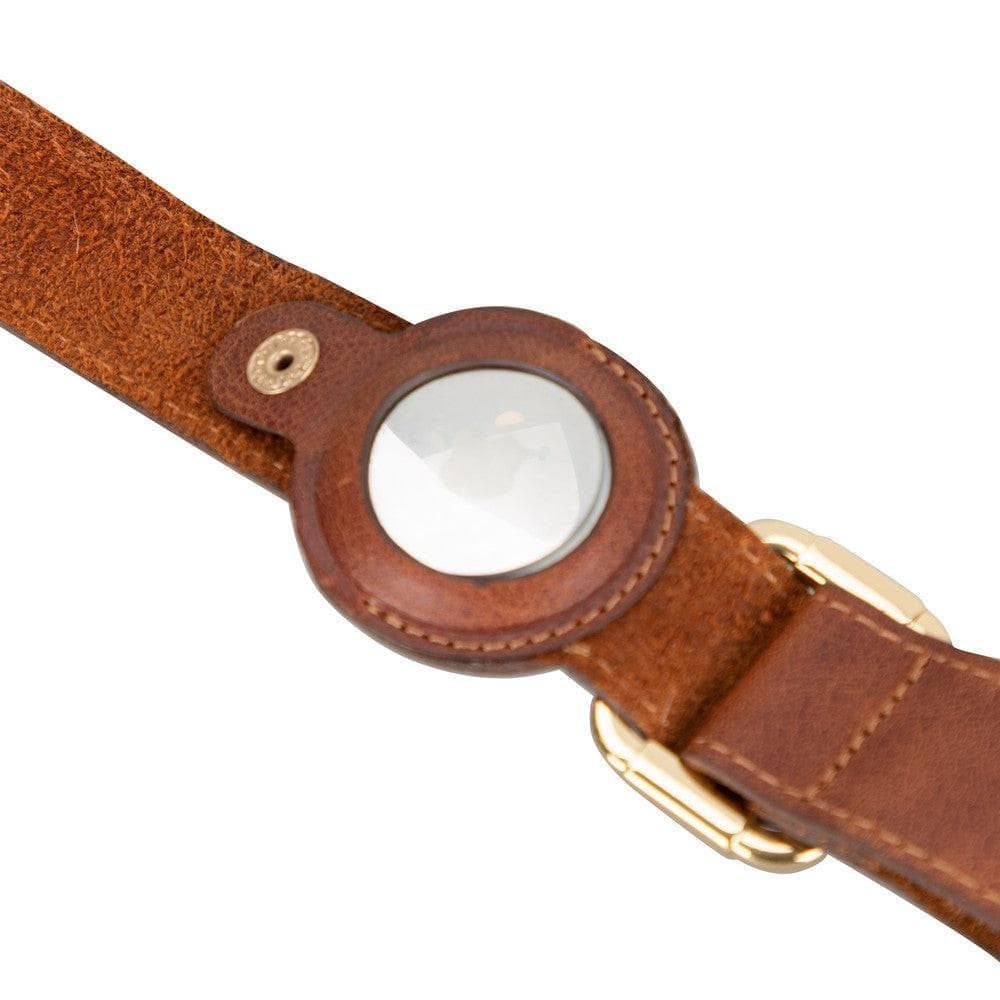 Bayelon Genuine Leather Pet Collar with Apple AirTag Slot