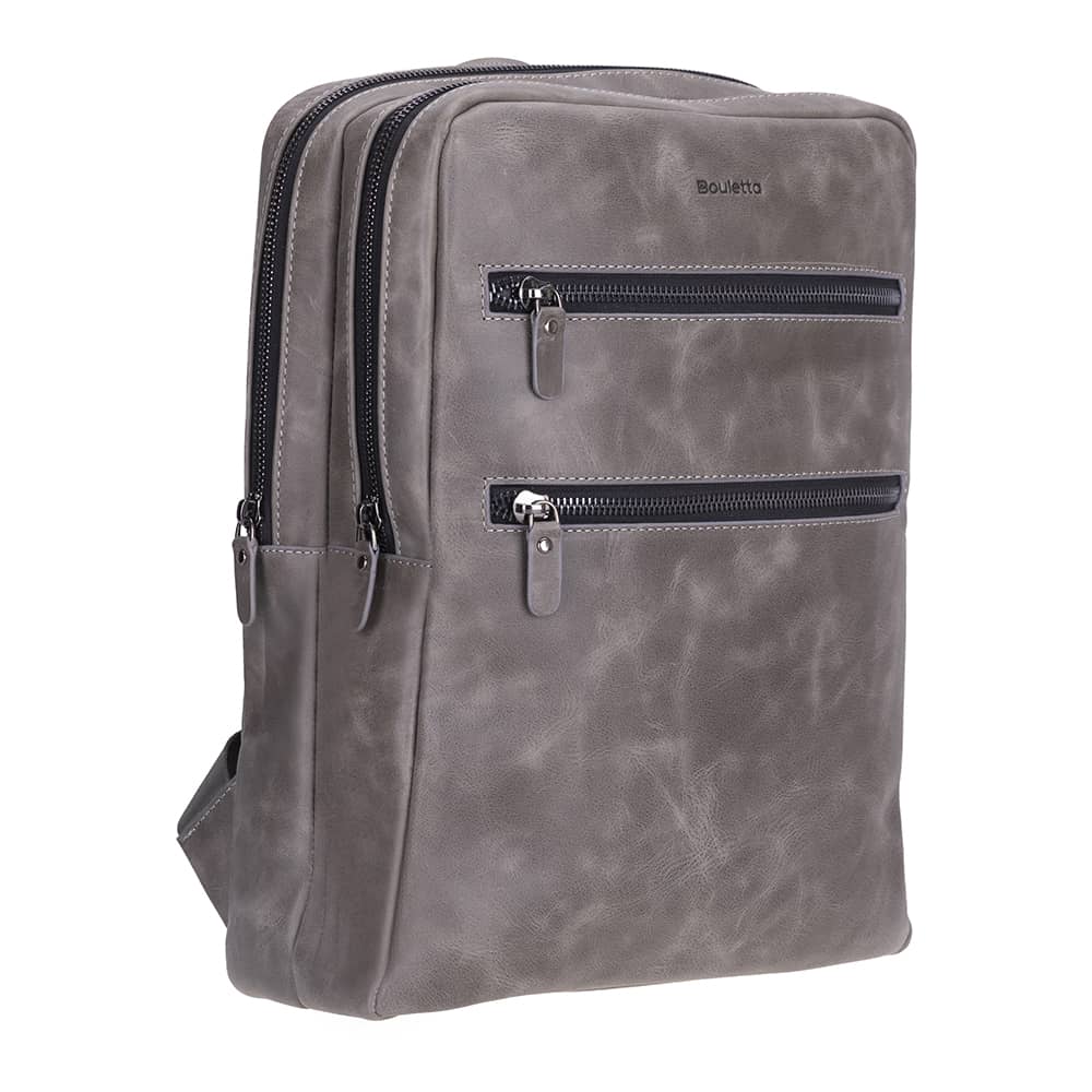 Bayelon Hidden Castle Genuine Leather Laptop Backpack Gray