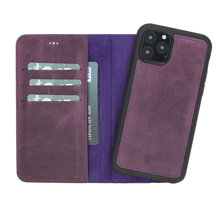 iPhone 11 Pro 5.8" Leather Detachable Magnetic Wallet Case Antique Purple