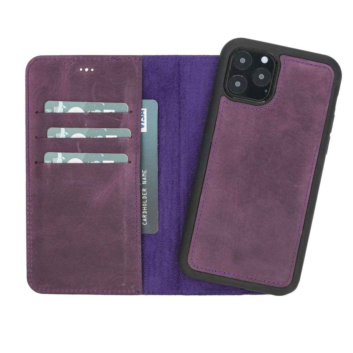 Bayelon iPhone 11 Pro 5.8" Leather Detachable Magnetic Wallet Case Antique Purple