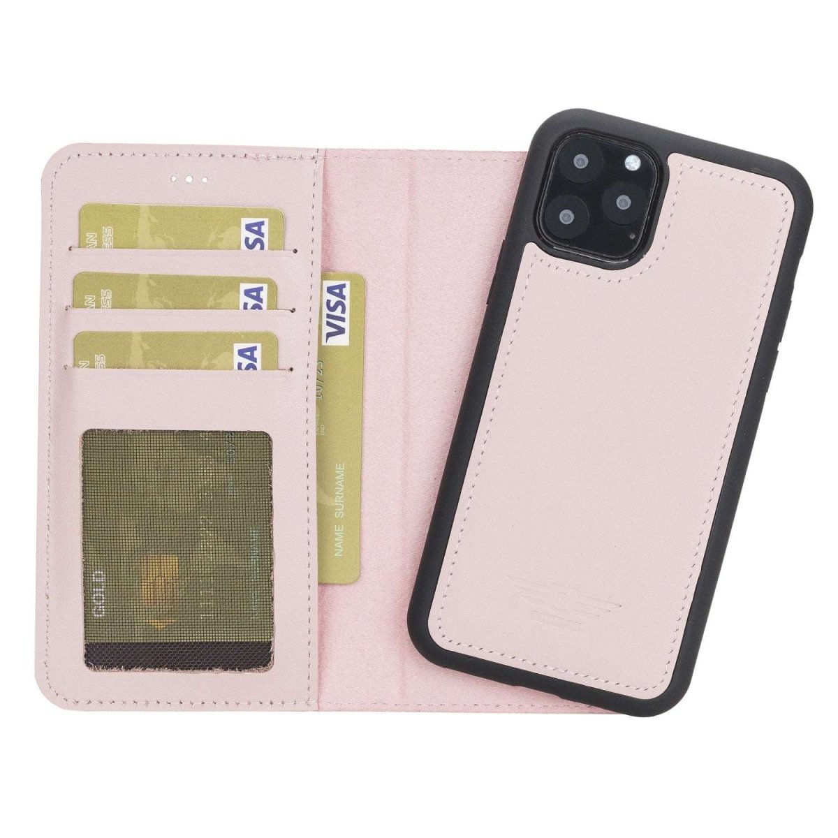 Bayelon iPhone 11 Pro 5.8" Leather Detachable Magnetic Wallet Case #color_ Nude Pink