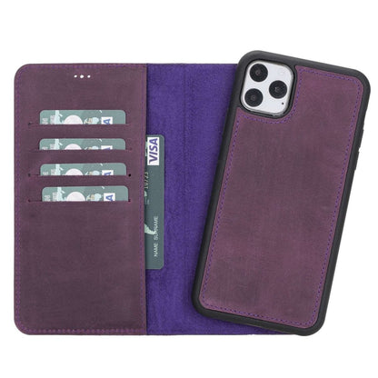 Bayelon iPhone 11 Pro Max 6.5" Leather Detachable Magnetic Wallet Case #color_ Antique Purple