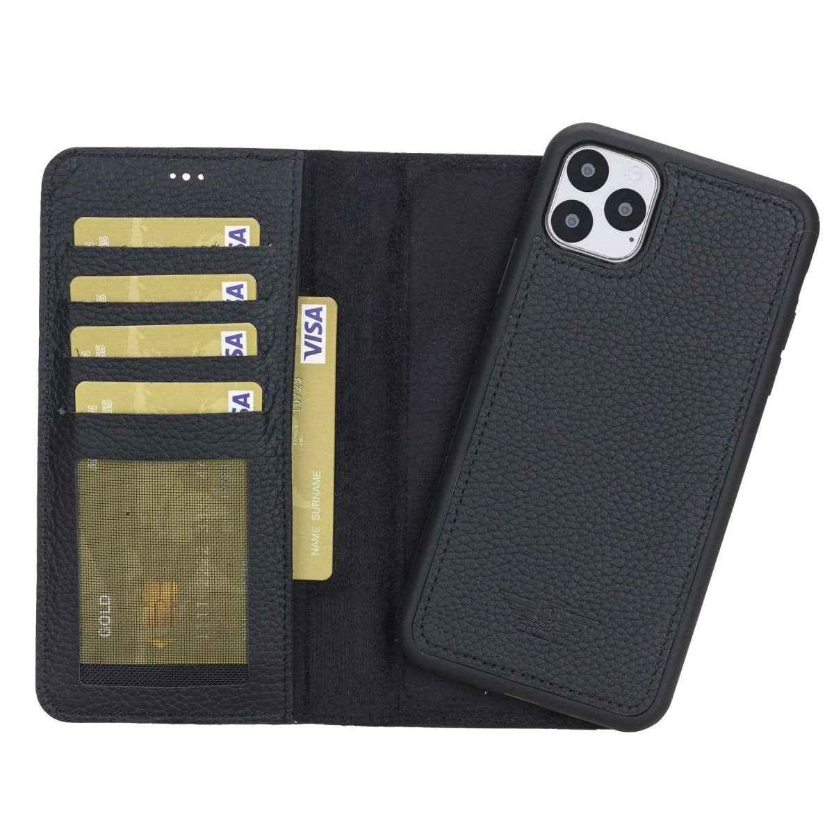 Bayelon iPhone 11 Pro Max 6.5" Leather Detachable Magnetic Wallet Case Floater Black