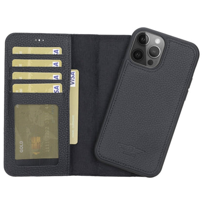 Bayelon iPhone 12 / 12 Pro 6.1" Leather Detachable Magnetic Wallet Case #color_ Floater Black