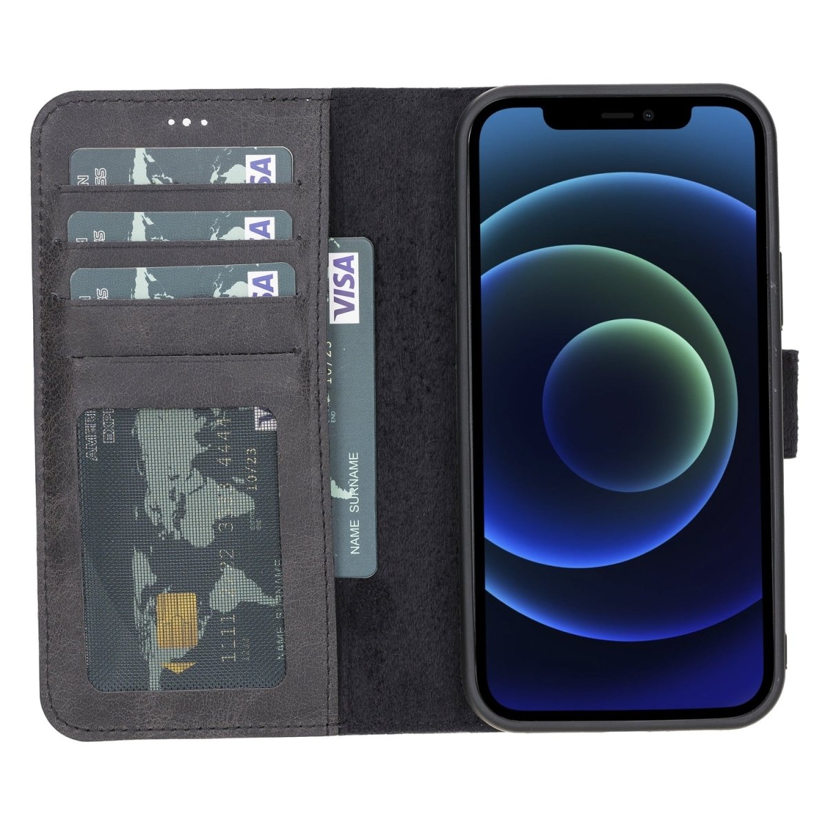 Bayelon iPhone 12 / 12 Pro 6.1" Leather Detachable Magnetic Wallet Case #color_