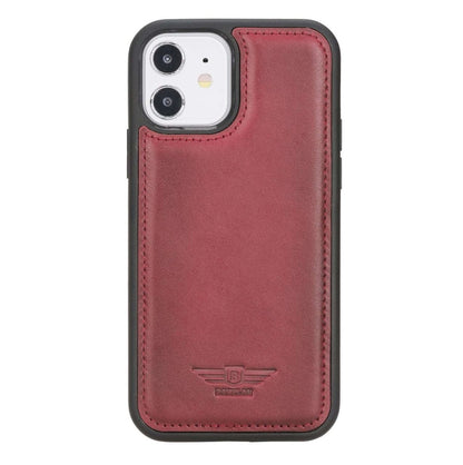 Bayelon iPhone 12 - 12 Pro 6.1" Leather Snap-on Back Cover #color_ Burnished Red