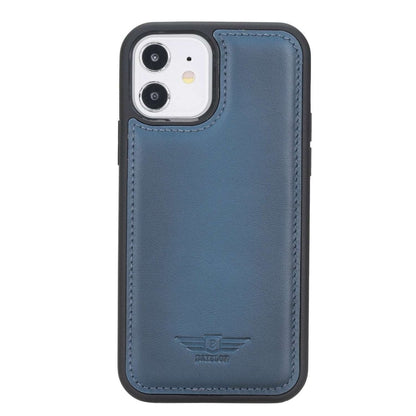 Bayelon iPhone 12 - 12 Pro 6.1" Leather Snap-on Back Cover #color_ Burnt Blue