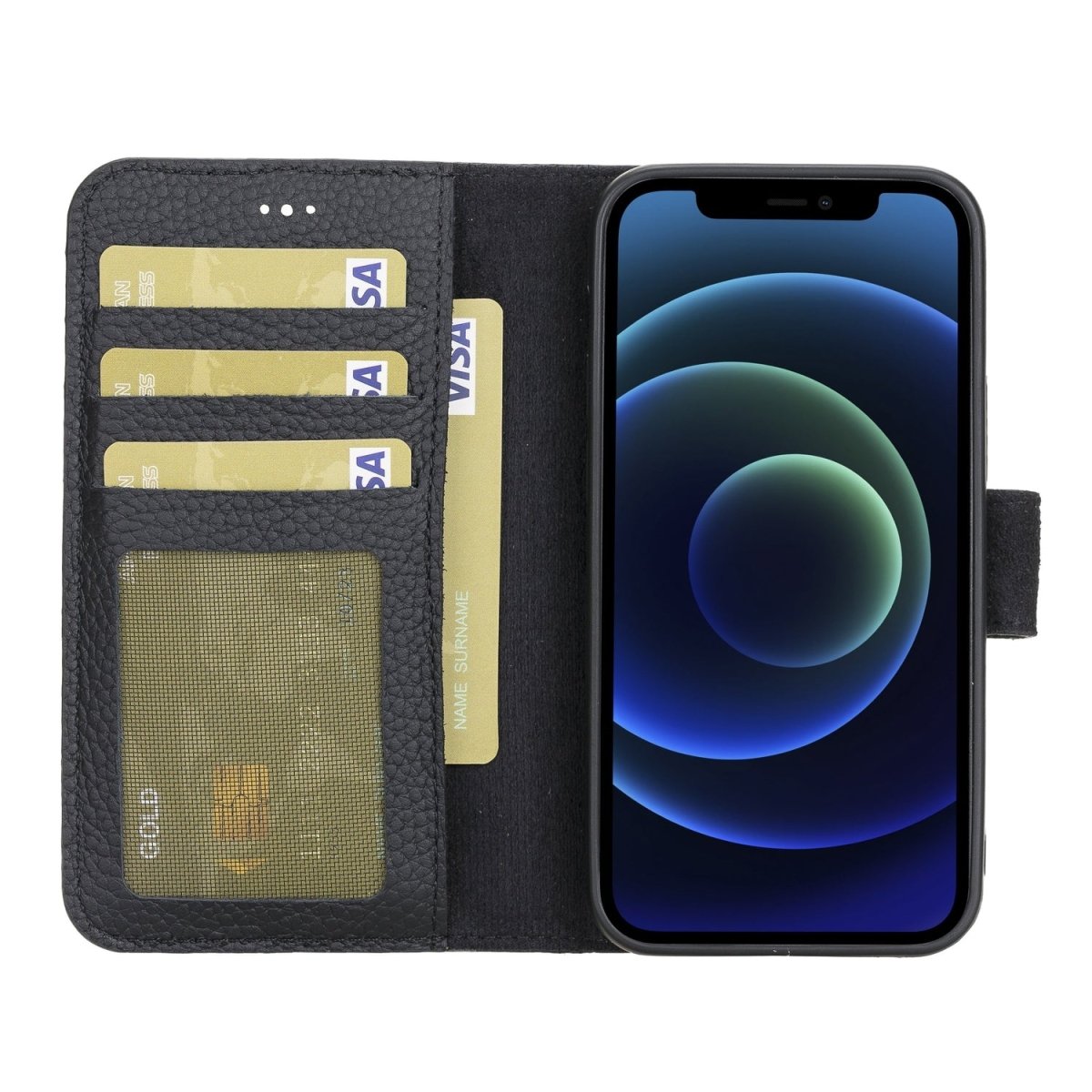 Bayelon iPhone 12 Mini 5.4" Leather Magnetic Detachable Wallet Case #color_