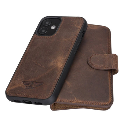 Bayelon iPhone 12 Mini 5.4" Leather Magnetic Detachable Wallet Case #color_