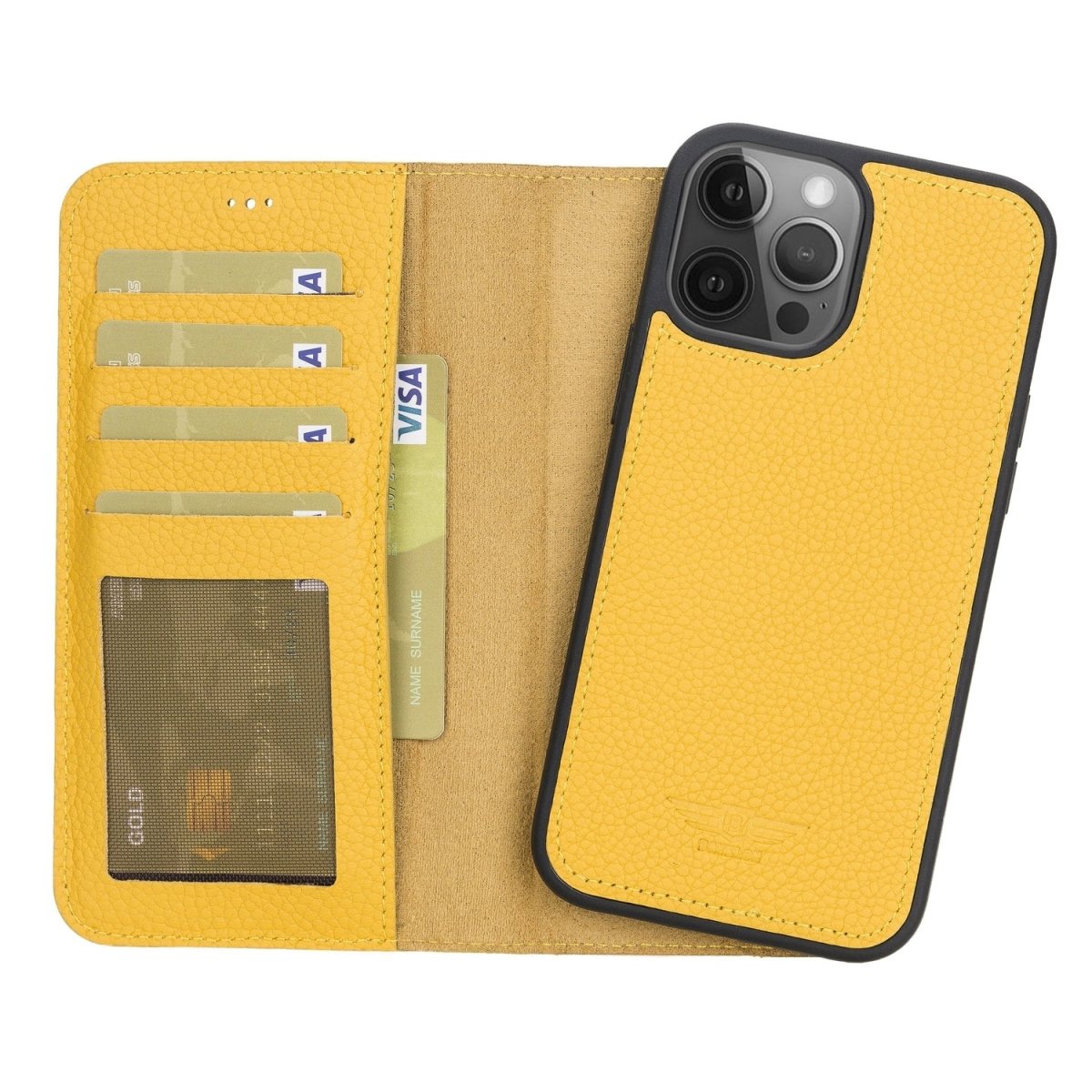 Bayelon iPhone 12 Pro Max 6.7" Leather Detachable Magnetic Wallet Case #color_ Floater Yellow