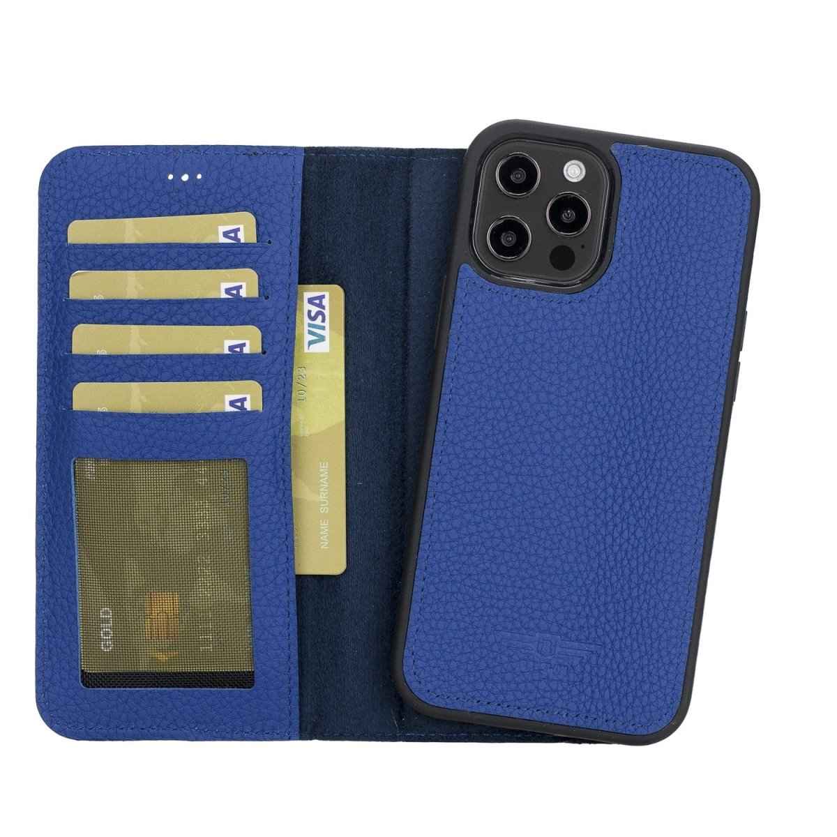 Bayelon iPhone 12 Pro Max 6.7" Leather Detachable Magnetic Wallet Case Royal Blue