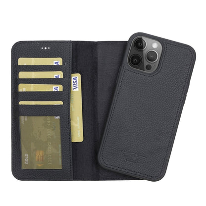 Bayelon iPhone 12 Pro Max 6.7" Leather Detachable Magnetic Wallet Case #color_ Floater Black