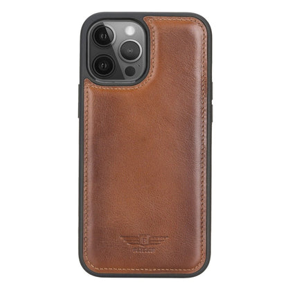 Bayelon iPhone 12 Pro Max 6.7" Leather Snap-on Back Cover #color_ Rustic Tan