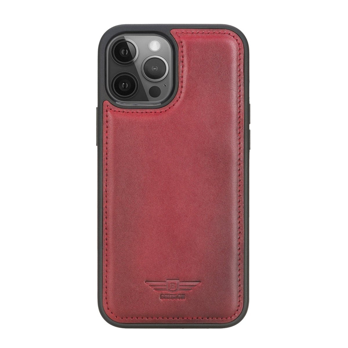 Bayelon iPhone 12 Pro Max 6.7" Leather Snap-on Back Cover #color_ Burnished Red