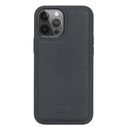 Bayelon iPhone 12 Pro Max 6.7" Leather Snap-on Back Cover #color_ Floater Black