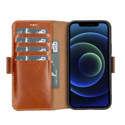 Bayelon iPhone 12 Pro Max Leather Wallet Case #color_ Rustic Tan